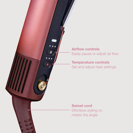 Shark SilkiPro Straight Hair Straightener + Dryer in One Tool with Heat-Resistant Storage Case | Rose Petal | HT401UKPK
