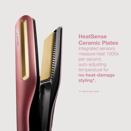 Shark SilkiPro Straight Hair Straightener + Dryer in One Tool with Heat-Resistant Storage Case | Rose Petal | HT401UKPK