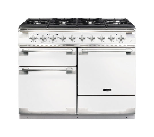 Rangemaster Elise 110 | Dual Fuel | White | Brushed Nickel Trim | ELS110DFFWH/