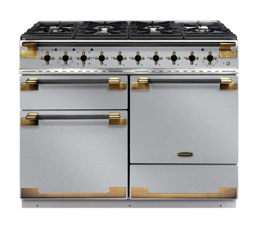 Rangemaster Elise 110 Dual Fuel Stainless Steel with Black / Antique Brass trim |  13639 ELS110DFFSS/BE