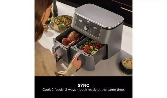 Ninja MAX 6-in-1 Dual Air Fryer | 9.5L | Gun Metal Grey | DZ400UK