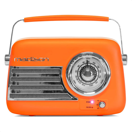 Madison Retro FM Bluetooth Rechargeable Radio | Matte Orange | 143600