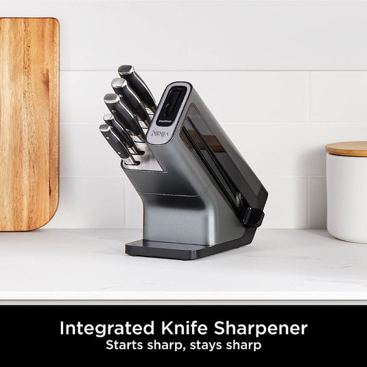 Ninja Foodi StaySharp Knife Block with Integrated Sharpener | Black | K32005UK