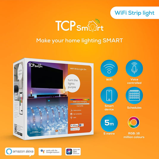 TCP Smart Strip Light RGBW | WiFi Control | IP20 5M UK | TCPSTRIP5MTR