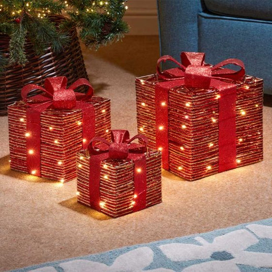 RedGold Braid Faux Gift Boxes | Set of 3 | 2532136