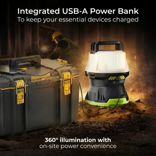 Luceco 18V Battery Powered Led Area Worklight With Adaptors | 4000Lm | 6500K | LWHOAV400G65-01