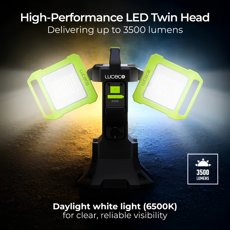 Load image into Gallery viewer, Luceco Hybrid Worklight 18V Battery Adaptor | 240V | 3500Lm  | LILHYV350G65UK-01

