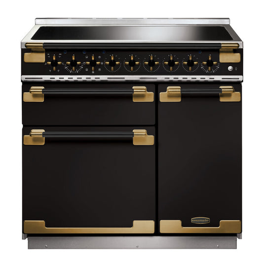 Rangemaster Elise 90 Induction Black with Black / Antique Brass trim | ELS90EIGB/BE
