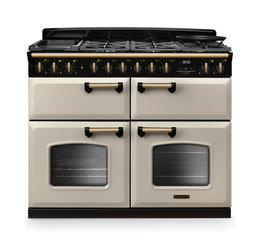 Rangemaster Classic Deluxe Bc 110 Dual Fuel Pale Cream with Antique Brass Trim | CLDLB110DFPPCR/AB1