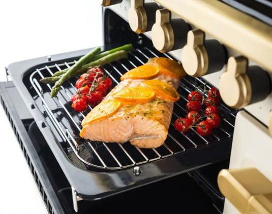 Rangemaster Estel Deluxe 90 | Induction | Pale Cream | Antique Brass Trim | ESDL90EIPPCR/AB1