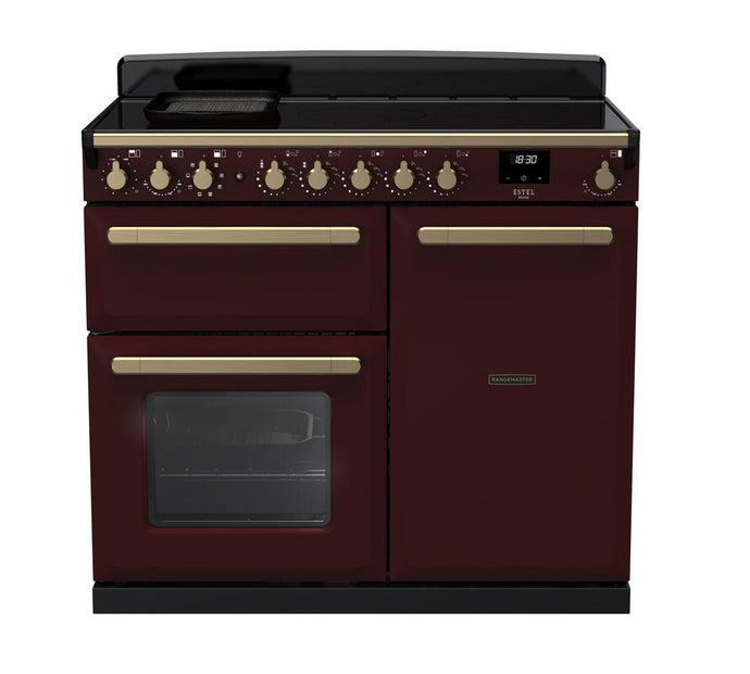 Rangemaster Estel Deluxe 100 | Induction | Bordeaux | Antique Brass Trim | ESDL100EIPBOR/AB1