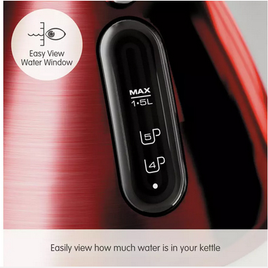 morphy richards venture kettle in red easy view water window