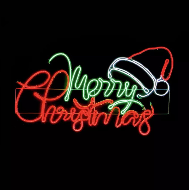 Załaduj obraz do przeglądarki galerii, Premier Lit Neon MERRY CHRISTMAS with Santa Hat Sign | 94 x 53cm | LV261105
