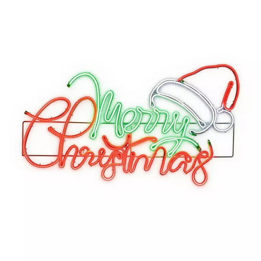 Premier Lit Neon MERRY CHRISTMAS with Santa Hat Sign | 94 x 53cm | LV261105