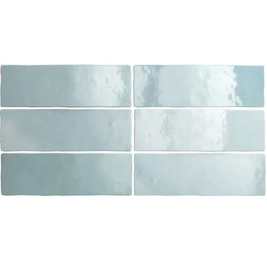 artisan tile in aqua, 6.5x20cm