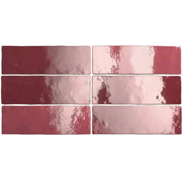 artisan tile in burgundy, 6.5x20cm