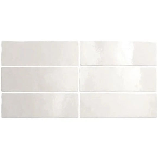artisan tile in white, 6.5x20cm