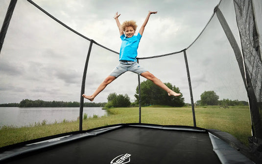 Berg Ultim Champion FlatGround Trampoline | 500CM/ 16FT | Safety Net DLX XL | Grey | 32.31.95.30