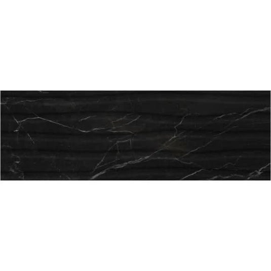B&W star tile in black decor glossy, 30x90cm