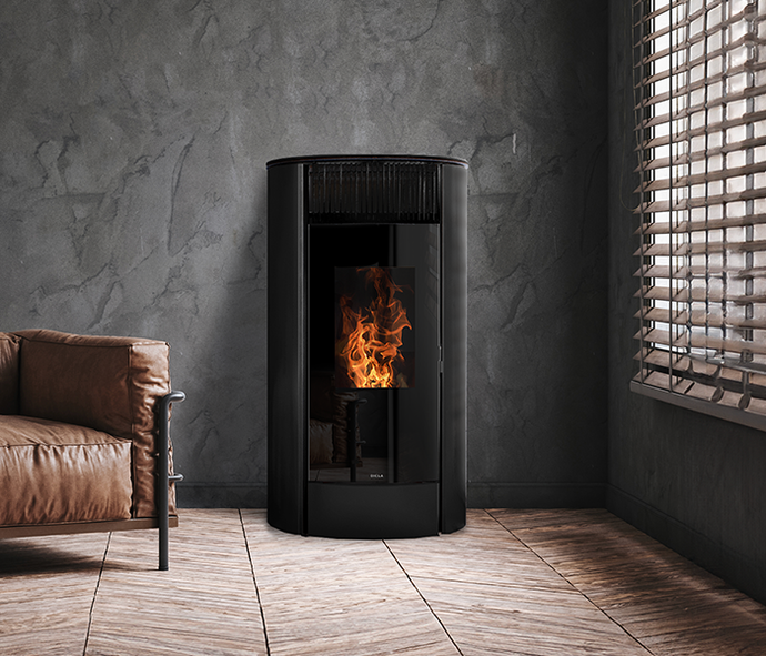 dicla beatrice 10 wood pellet stove in black, 10kw