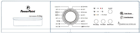 Powerpoint Washing Machine | 6KG | 1000 Spin | White | P35106SKW-A