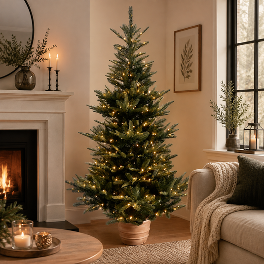 Portland Fir 6 ft Pre-Lit Luxury Tree Shasta Fir Potted Tree | EB168A