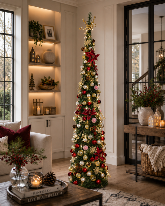 Portland Fir 7 ft Pre-Lit Decorated Pop Up Tree Classic Balmoral | EB206(2)PLB