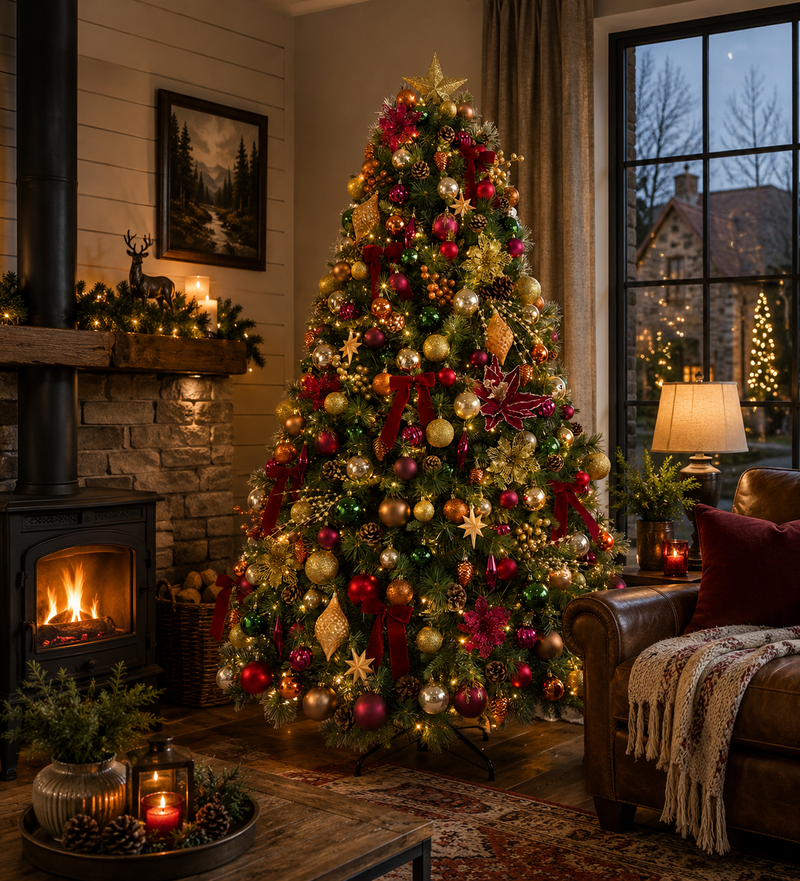 Załaduj obraz do przeglądarki galerii, Portland Fir 7 ft Pre-Lit Luxury Decorated Tree The Kensington | EB201(2)PLDCP
