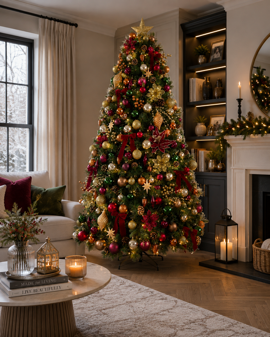 Portland Fir 7 ft Pre-Lit Luxury Decorated Tree The Kensington | EB201(2)PLDCP
