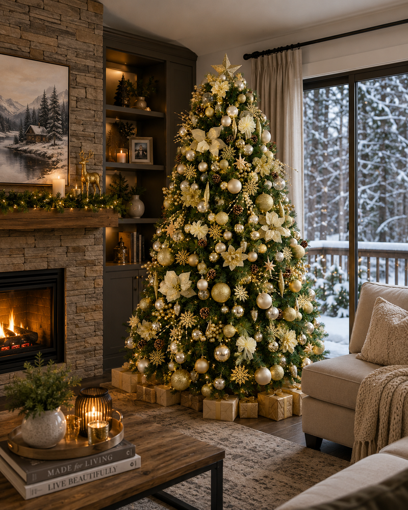 Załaduj obraz do przeglądarki galerii, Portland Fir 7 ft Pre-Lit Luxury Decorated Tree Charmed Elegance | EB201(2)PLACP

