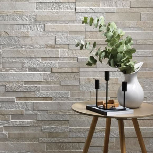 cubics tile in white, 15x61cm in the hallway