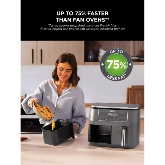 Ninja 6-in-1 Dual Airfryer 7.6L | Gunmetal Grey | DZ300UK