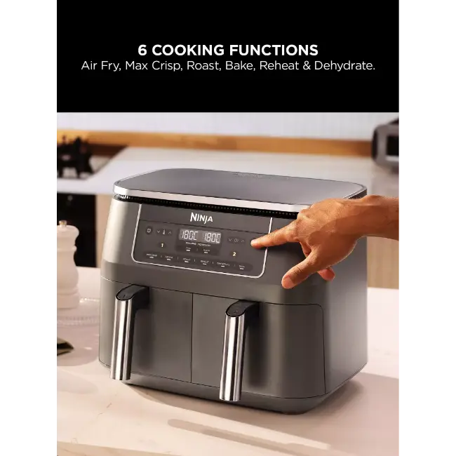 Завантажте зображення в засіб перегляду галереї, Ninja 6-in-1 Dual Airfryer 7.6L | Gunmetal Grey | DZ300UK
