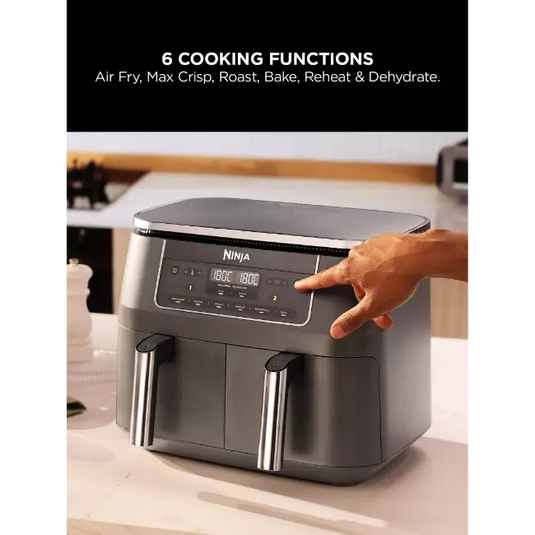 Ninja 6-in-1 Dual Airfryer 7.6L | Gunmetal Grey | DZ300UK