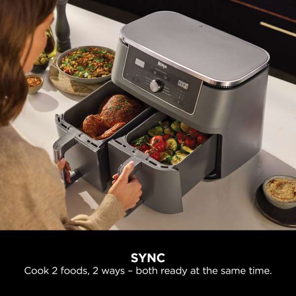 Load image into Gallery viewer, Ninja MAX 6-in-1 Dual Air Fryer | 9.5L | Gun Metal Grey | DZ400UK
