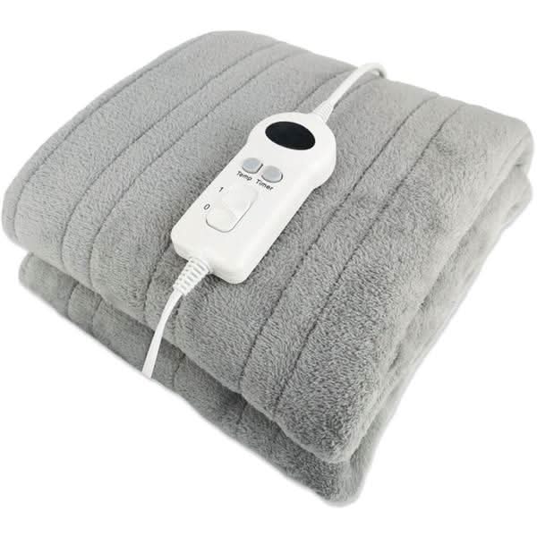 De Vielle Electric Heated Fleece Throw Blanket | Grey | 300543
