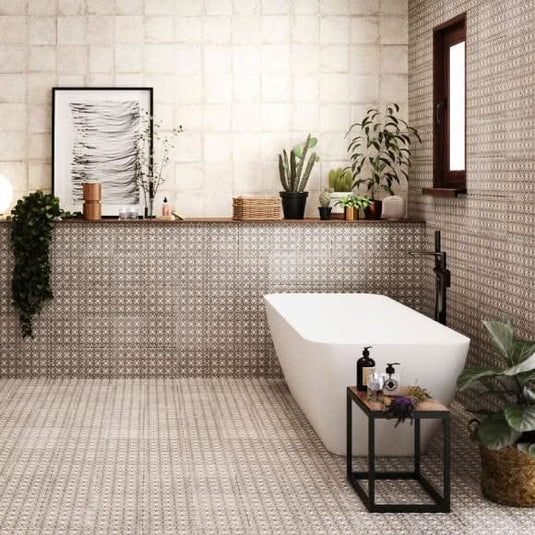 norland devon tile 20x20cm displayed in a bathroom