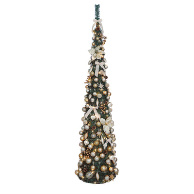 Portland Fir 7 ft Pre-Lit Decorated Pop Up Tree Charmed Elegance | EB206(2)PLA