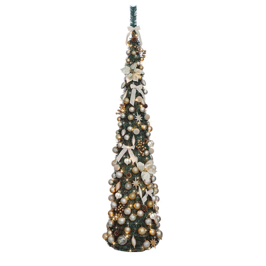 Portland Fir 7 ft Pre-Lit Decorated Pop Up Tree Charmed Elegance | EB206(2)PLA