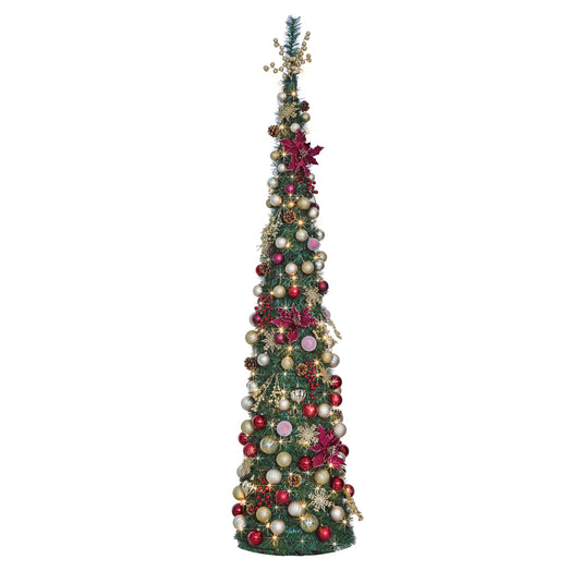 Portland Fir 7 ft Pre-Lit Decorated Pop Up Tree Classic Balmoral | EB206(2)PLB