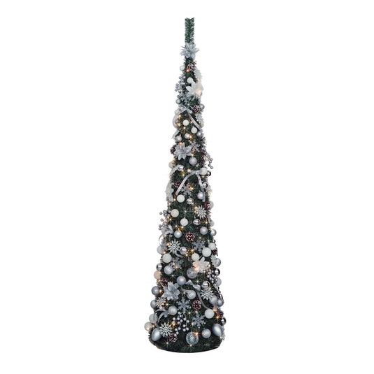 Portland Fir 7 ft Pre-Lit Decorated Pop Up Tree Cotswold Frost | EB206(2)PLC