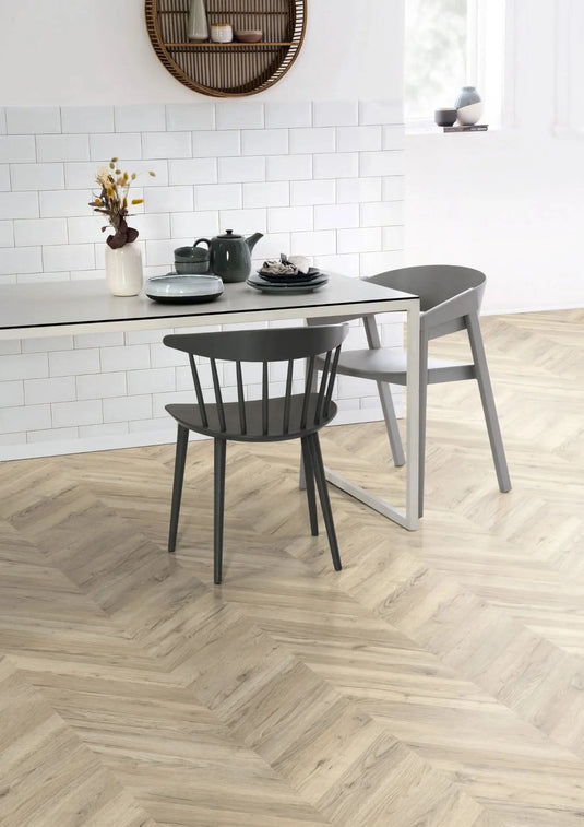 light rillington oak laminate flooring on display in a kitchen