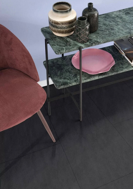 dark santino stone aqua laminate flooring on display in a home setting