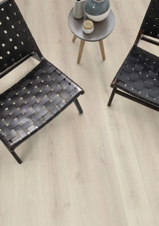 elton oak white aqua laminate flooring on display in a living area