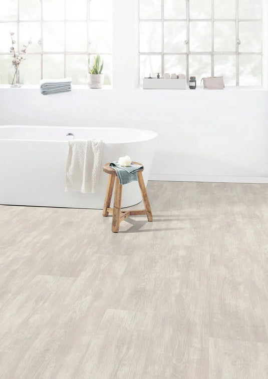 vintage asgil oak large laminate flooring displayed in a bathroom
