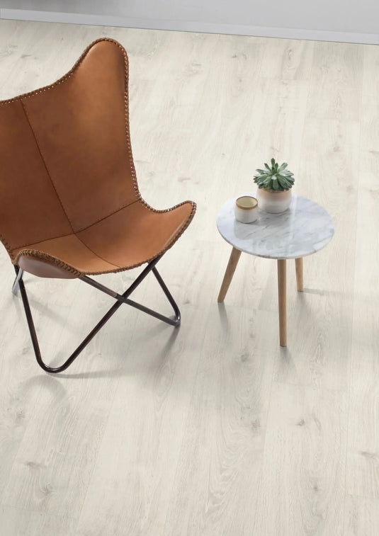 white bayford oak laminate flooring displayed in a home