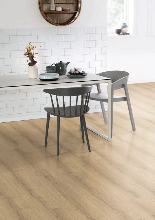 light brown sherman laminate flooring on display in a kitchen