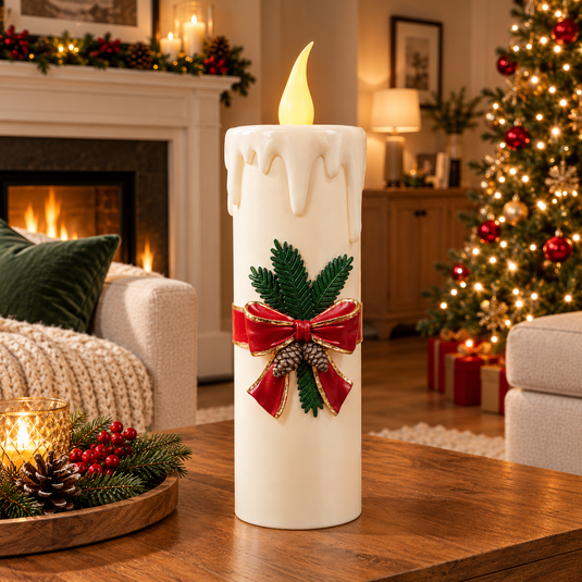 Kaemingk LED White Pillar Candle | 55.7cm | 302253