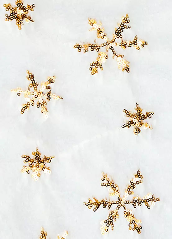 Load image into Gallery viewer, 86cm Gold Snowflake Sequin Tree Skirt | PL231939G
