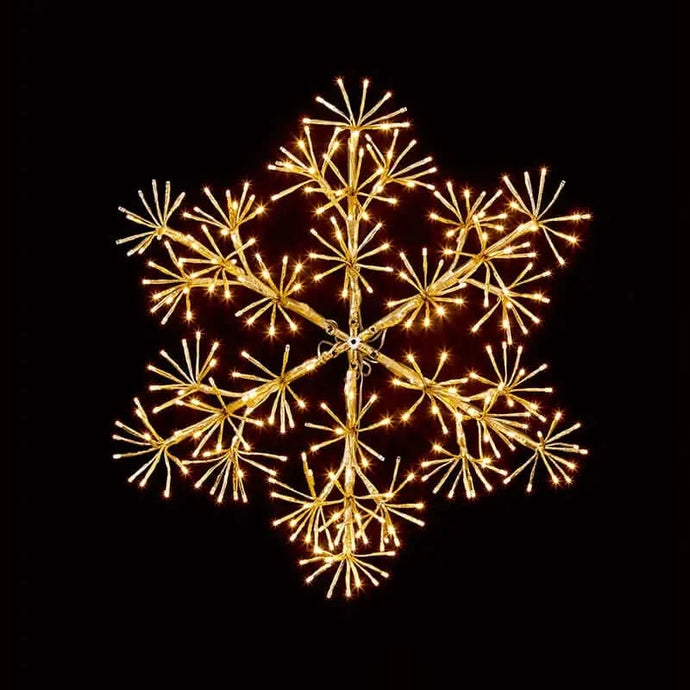 60cm Gold Starburst Snowflake 300 Warm White LEDs and Timer | LV183193G